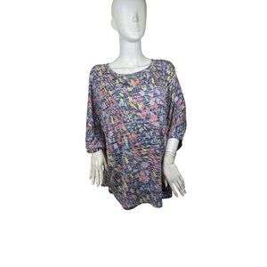 Westbound Women's Multi Color Pastel Confetti Short Sleeve Blouse Size 2X  (18)